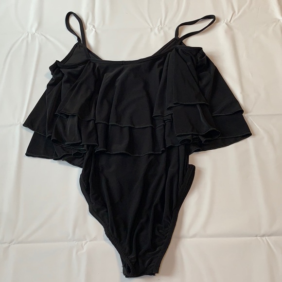 NWT US 10 Megan Double Layer Frill Bodysuit Boohoo Night - Picture 8 of 12
